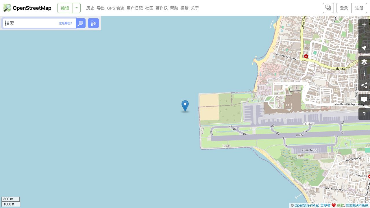 机场海岸背景;参考标记不代表浪区、码头或入口。