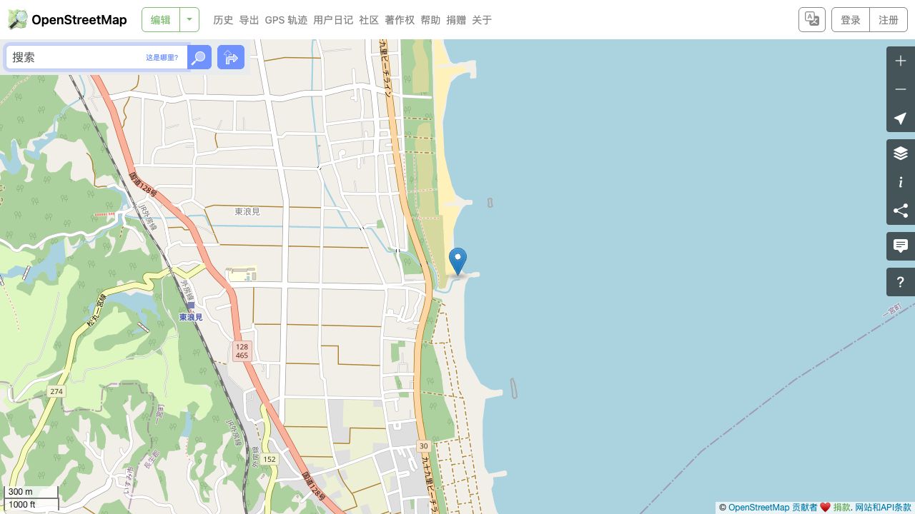 来源坐标的周边海岸参考，标记不是浪峰或入口。
