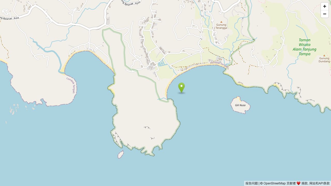 Are Guling海湾、西侧半岛与Gili Nusa;标记是来源参考位置,不是入口或已测浪区。